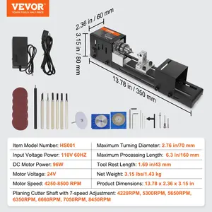 VEVOR Compact Lathe Machine, Dimensions 2.76x 6.3 inches, 24VDC 96W, Includes Milling Machine Accessories, Features 7 Adjustable Speeds Ranging from 4220 to 8450 RPM, Ideal for DIY Woodworking and
