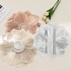 5pcs High-Quality Luxury Lotus Non-Slip Table Mats Bowl Pads Cup Holders Coasters PVC Insulation Thick Washable Home Hotel Use