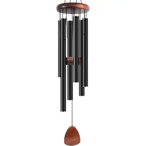 Large Aluminum Wind Chimes for Zen Garden & Patio – Classic Black Outdoor Decor, Great Gift for Mom, Neighbor & Unisex