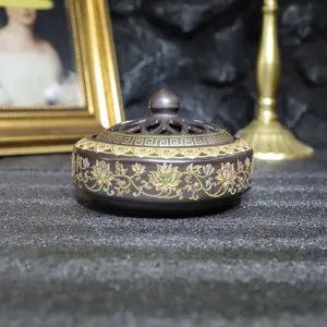 Ceramic Incense Burner Lotus pattern, 1 count ceramic incense holder,creative home decoration,home fragrance accessories (without incense)