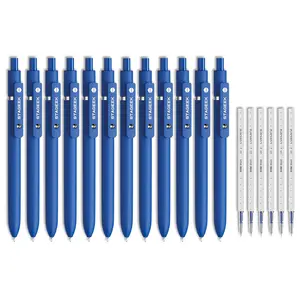 STAGEEK Gel Pens 12PCS Blue Gel Pens with 6 Extra Refills, Quick Dry Blue Ink Pens Fine Point Smooth Writing Pens for Bible Study,0.7mm/0.5mm Quick Dry Black Ink Pens, Office, Note Taking, School Supplies, Nurse Aesthetic(Blue&Black)