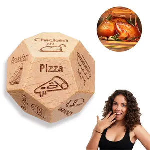 Food Selection Dice - 12-Sided Premium Wood Dice for Date Night Decisions Ideal Gift for Couples Anniversaries and Special Occasions Fun Durable Design Girlfriend Wife