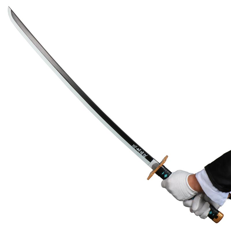 Anime Bamboo Wooden Demon Dull Blade Slayer Sword Tokitou Muichirou 41 Inches Cosplay Role Playing Collection with Belt Holder Stand Display for Halloween