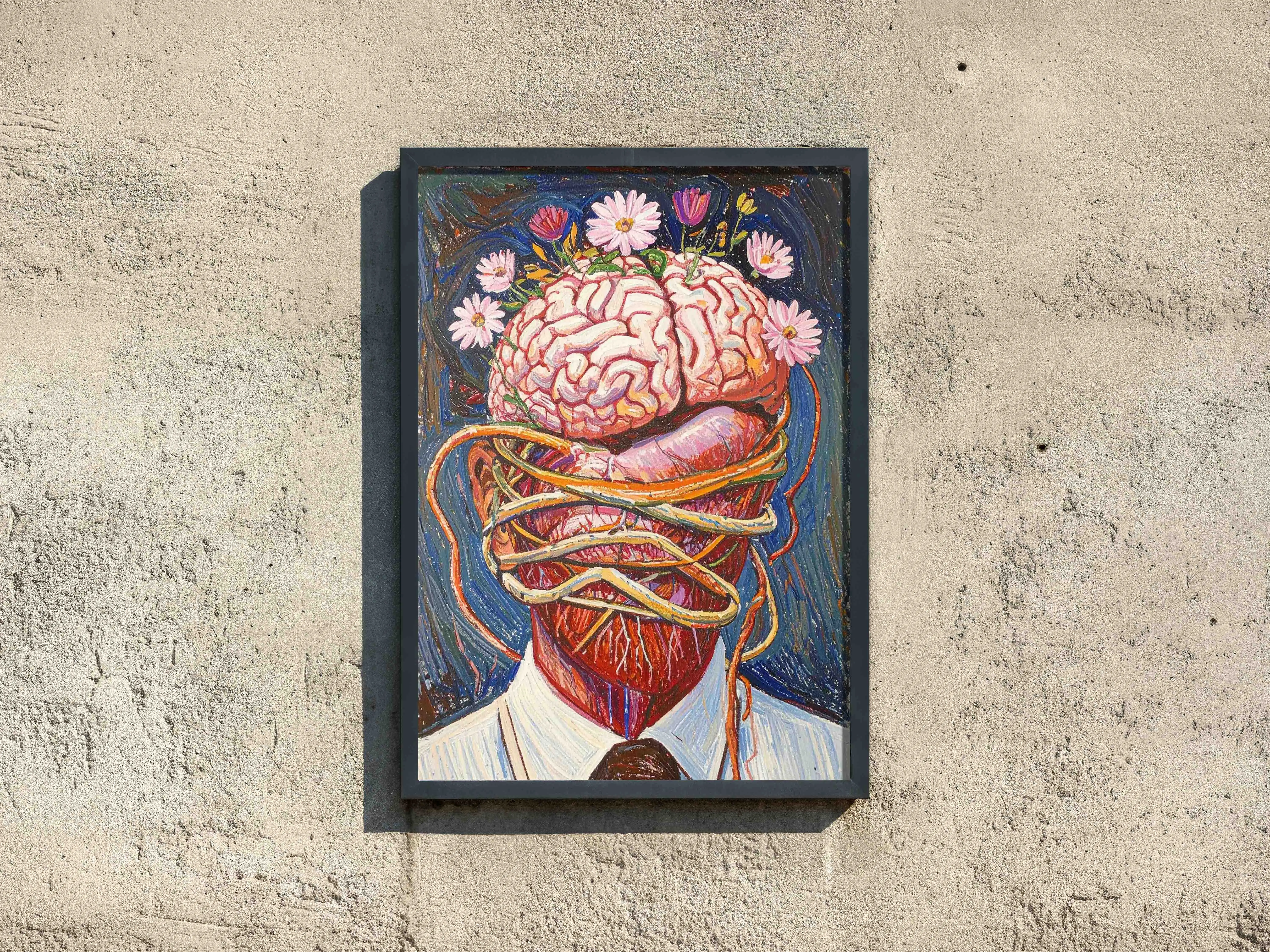 Unique Brain Art Print - Surreal Psychedelic Wall Art - Anatomy Poster - Ready to Frame - Medical Art - Physical Print - Home Decor - 16x20 inches - Perfect for Psychology Office Decor & Medical Student Gifts