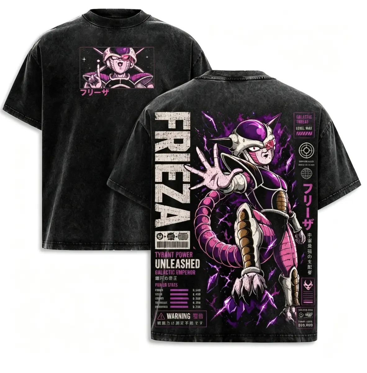Frieza DBZ Vintage Washed T-Shirt Galactic Emperor Anime Graphic Tee Tyrant Power Streetwear Oversized Shirt Gift for DBZ Fans round neck casual t-shirt loose fit crewneck wash loose fit vintage cotton all-season casual teeny t-shirt funny vintage tee