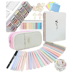 Bible Study Supplies Journaling Kit With Tabs, Highlighter, Notebook and Pen Case - Annotation Kit, Study Group Essentials Accessories Set for Women, Students, Beginner Christian Gifts