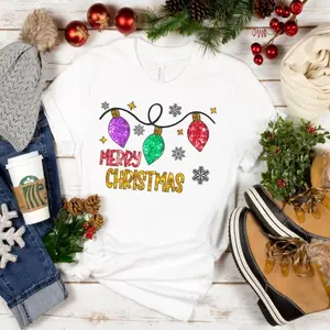 Christmas shirt Faux Sequin Christmas shirt Christmas lights shirt Glitter Christmas Lights Shirt Sequin Christmas shirt