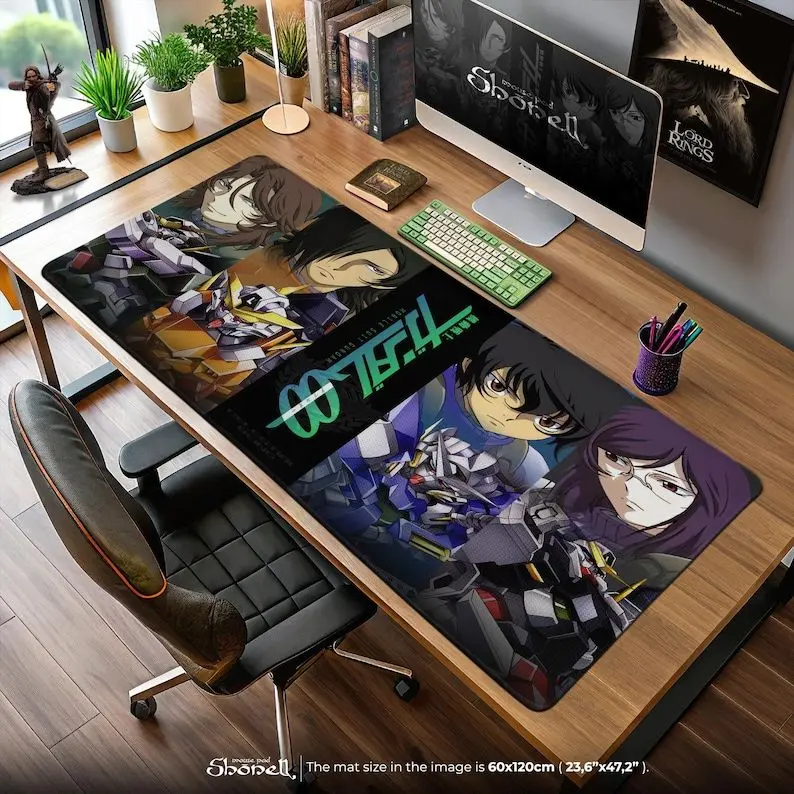Gundam 00 Mouse Pad - Celestial Being Pilot Gaming Desk Mat, Exia Dynames Kyrios Virtue Anime Decor Gift