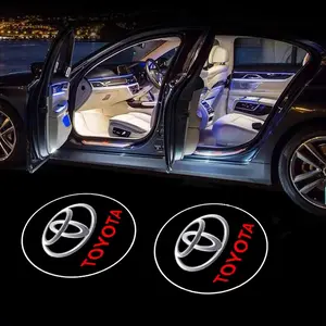 New 2pcs LED Car Door Welcome Light Projector Lamp, Accessories for Toyota Gr Corolla Yaris Aygo Prius Rav4 Crown Chr Camry Auris Trd