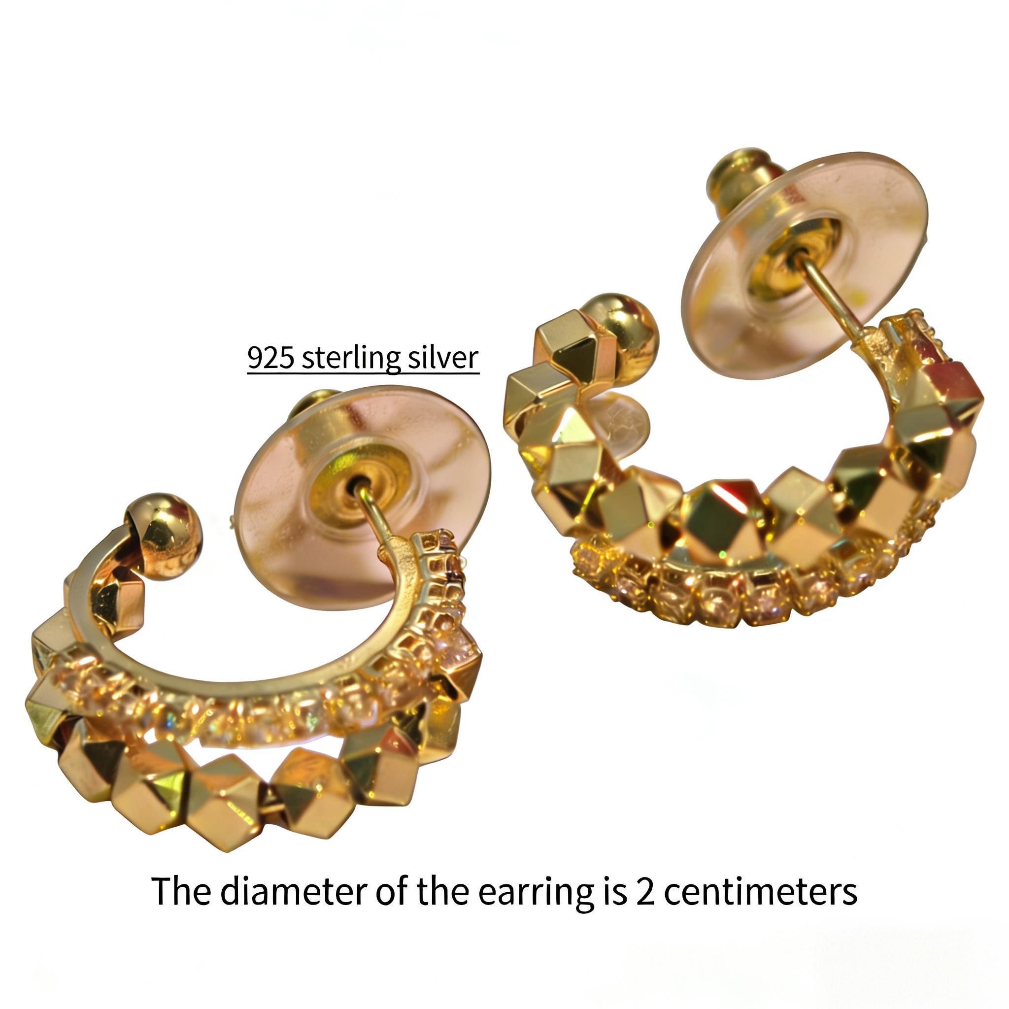 18K Gold Plated Geometric Hoop Earrings for Women - 925 Sterling Silver Post, Waterproof & Tarnish-Resistant, Sparkling Cubic Zirconia Statement Hoops, Lightweight Hypoallergenic Fashion Jewelry Gifts