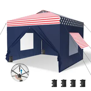 Sophia&William Canopy Tent Pop Up 10x10 ft One Person Push Set Up Tent with 4 Sidewalls UPF 50+ Heavy Duty Straight Legs with 4 Sandbags & 1 Roller Bag Outdoor Folding