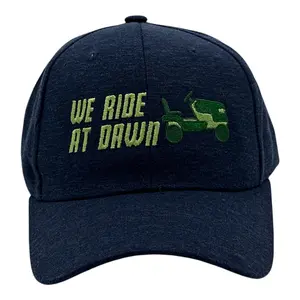 We Ride At Dawn Hat Funny Sarcastic Lawn Mower Graphic Novelty Cap Funny Hats Funny Sarcastic  Novelty Caps for Men Navy - We Standard