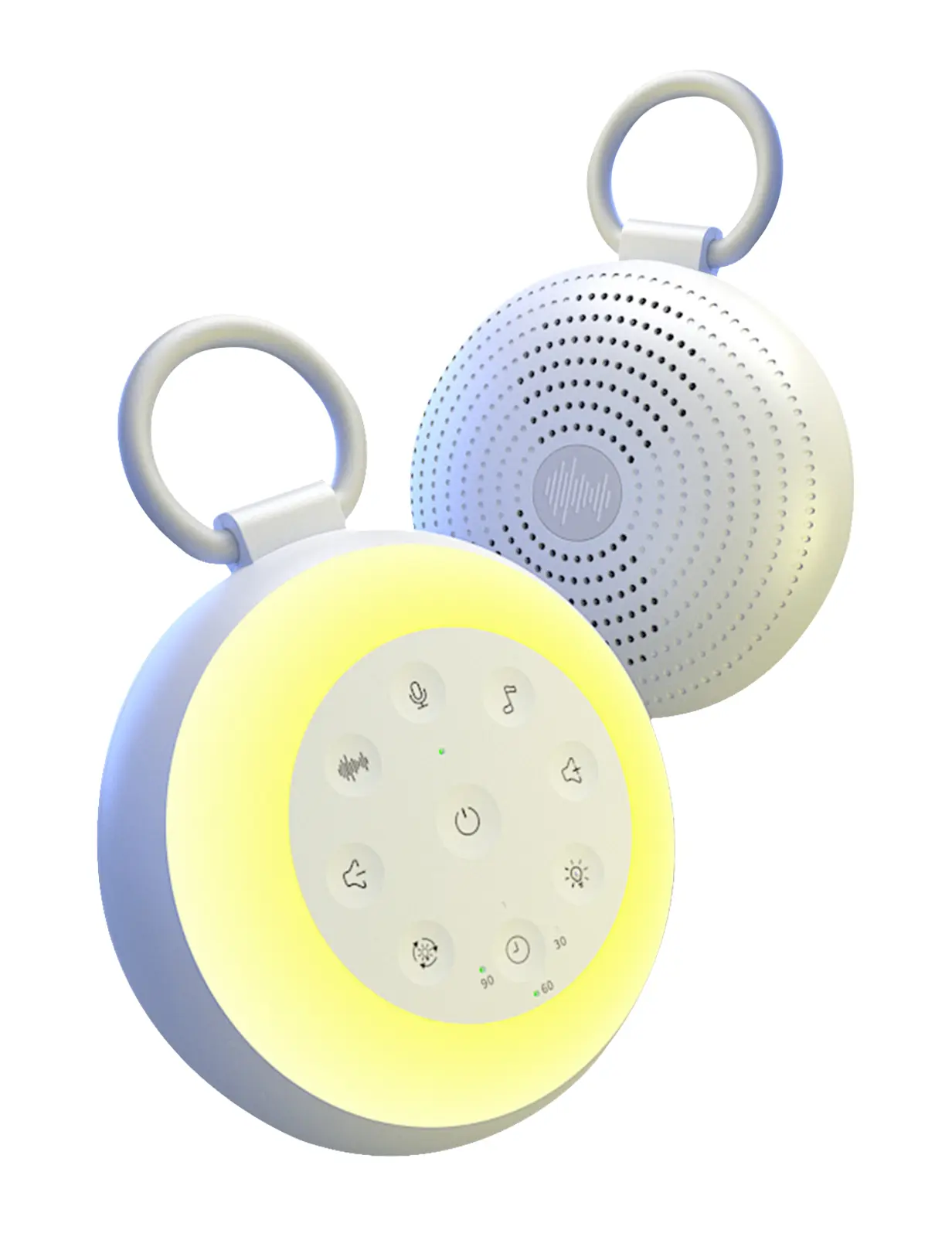 Vaydeer White Noise Bluetooth Audio Speaker - Portable Adjustable Stereo Alarm Clock Sound Machine with 24 Soothing Sounds, 7 Colors Light, Timer, Button Control, Rechargeable DC 5V USB Port, 5V Charging Head, for Smartphones or Tablets, Adults Home Use