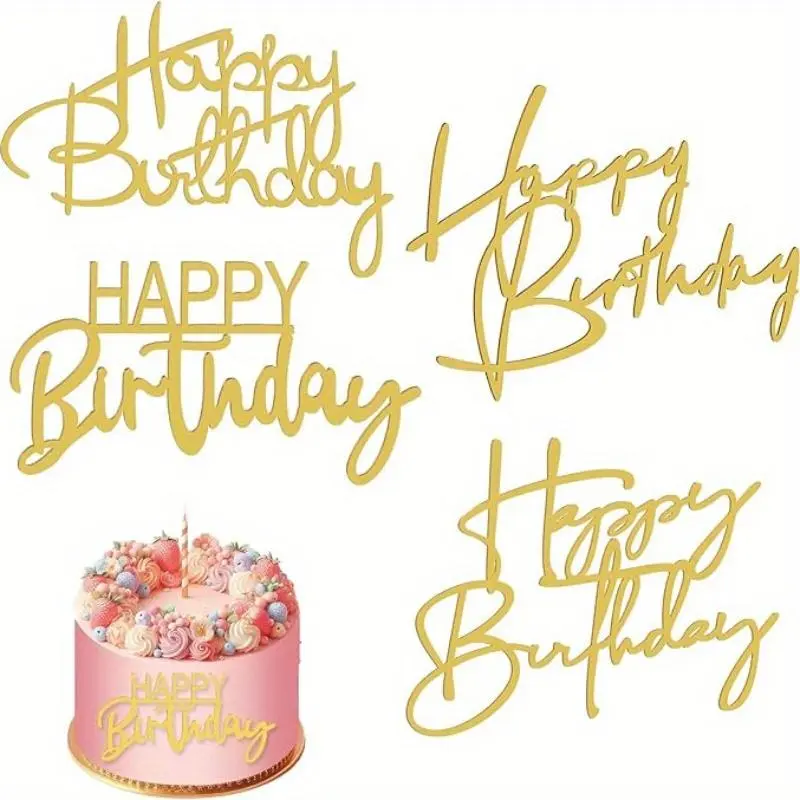 Happy Birthday Cake Topper, 10pcs/set Acrylic Cake Topper, Cake Decoration Supplies for Birthday Party