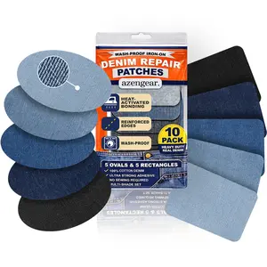 Iron-On Denim Repair Patches for Jeans (10 Pack) - 100% Cotton, Heavy Duty, Wash-Proof Dressmaking & Fashion Accessory