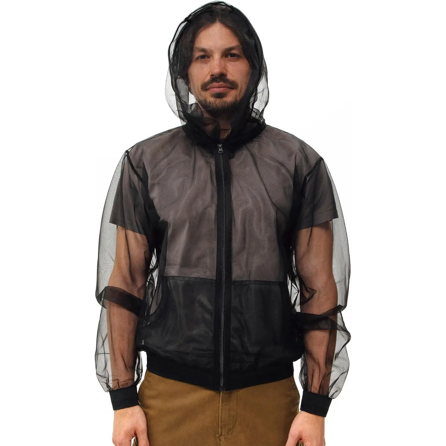 Mosquito Jacket, Mesh Zipper Bug Shirt Mosquito Suit, Outdoor Summer Mosquito Net Clothing for Fishing Hiking
