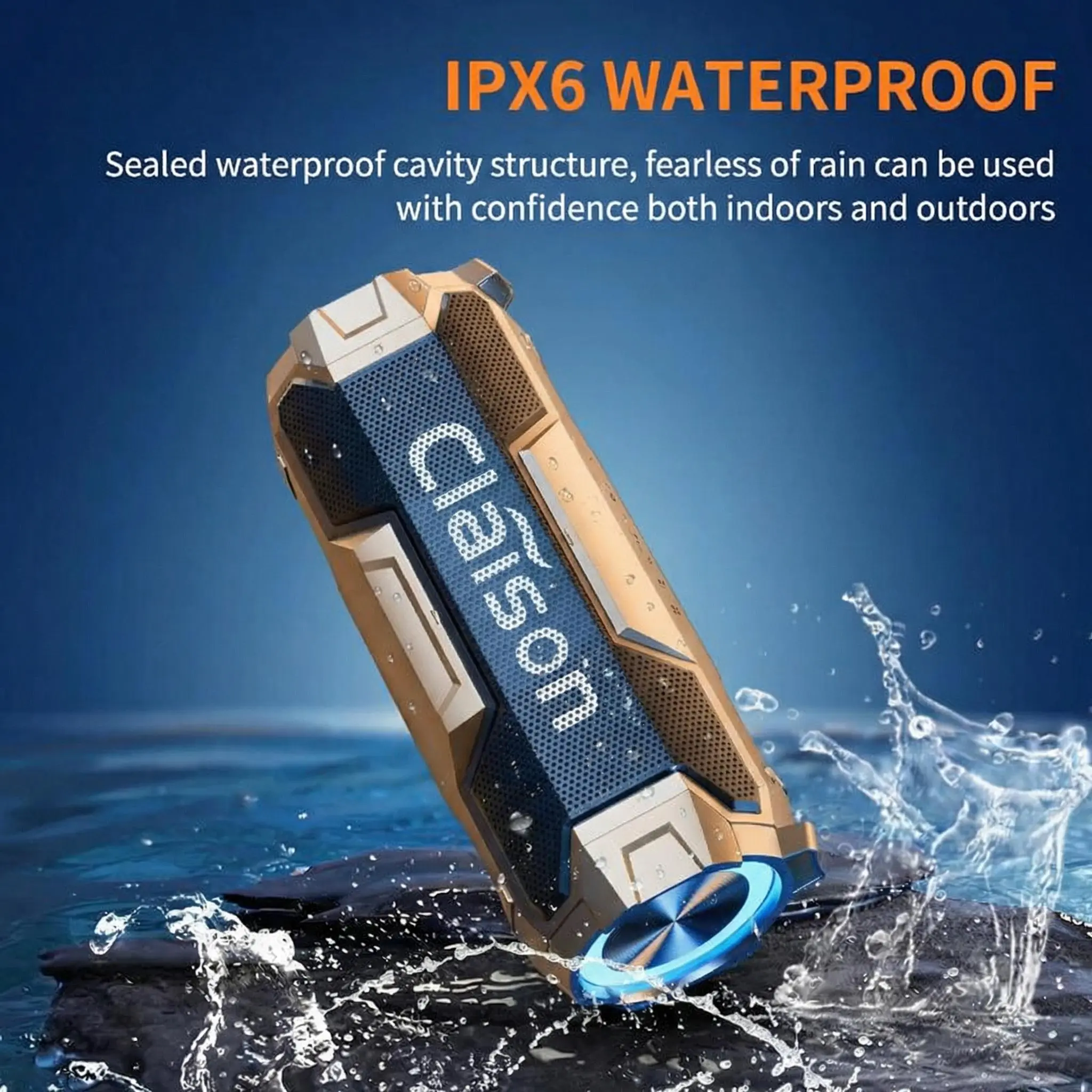 Outdoor multi-functional speaker, five speakers providing all-round audio, water-resistant and shock-proof, with LED ambient light, suitable for outdoor use, camping, and cycling.