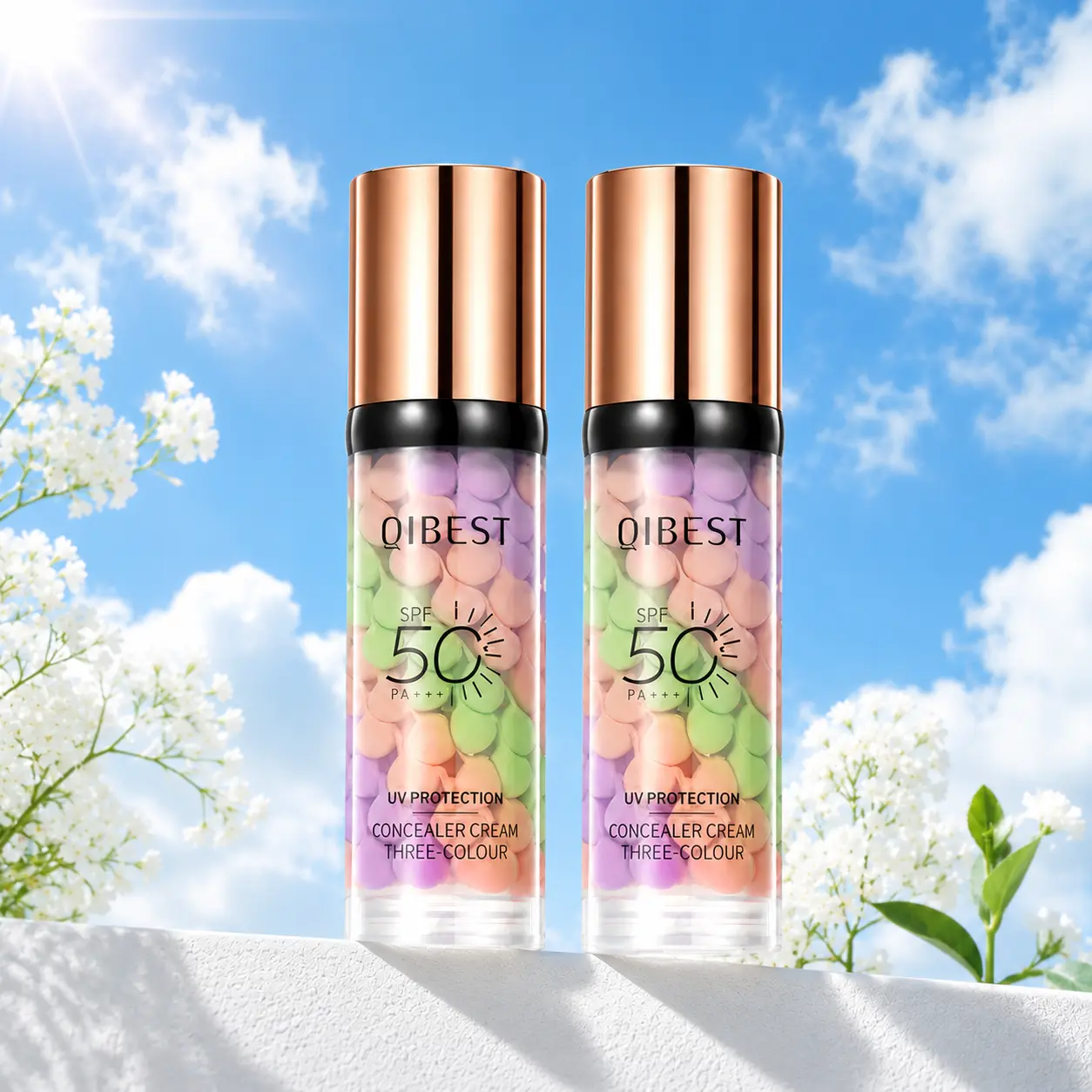 2 piece Primer for Face Before Makeup, One Step Color Corrector Primer, SPF 50 PA+ 3 In 1 Sunscreen Isolation Cream, Color Correcting Facial Serum Oil Control& Moisturizing Skin Tone summerwins