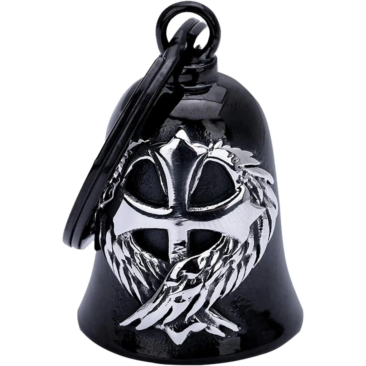 Cross Angel Quick-Release Motorcycle Bell - Stainless Steel Good Luck Guardian Accessory for Bikers, Safety Protection for Motorcycles & Bicycles, Quick-Release Bells