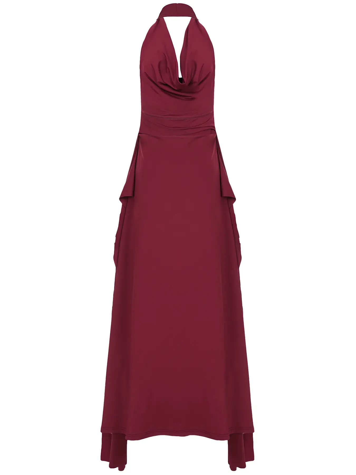 Women's Sexy Backless Slim Fit Halter Neck Burgundy Long Dress, Two-Wear Options, Off-Shoulder Waist Tie Ruched Bodycon Sleeveless Red Formal Party Dress - TikTok Shop Women's Sexy Backless Slim Fit Halter Neck Burgundy Long Dress, Two-Wear Options, Off-Shoulder Waist Tie Ruched Bodycon Sleeveless Red Formal Party Dress - TikTok Shop