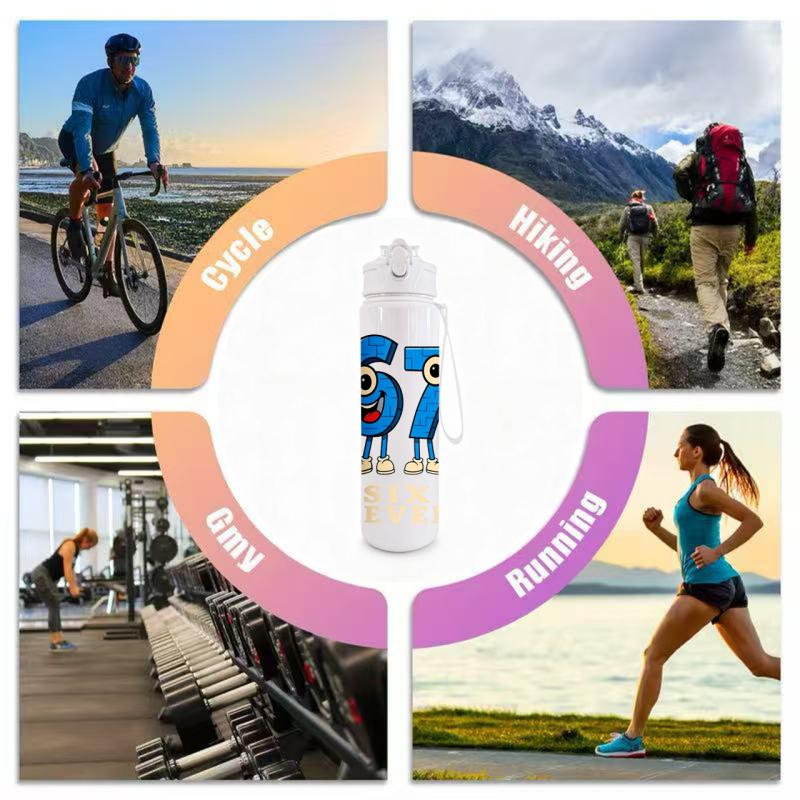 3D Printed Number 67 Pattern Lightweight Leak Proof Travel Drink Bottle,Reusable. Suitable for Office,Gym,Outdoor Sports, Yoga,