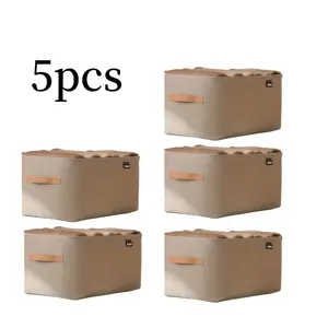 5pcs Large Capacity Storage Box Foldable Storage Container Wardrobe Organizer Storage Bin with Handles