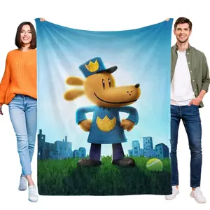 Dog Man Flannel Blanket for Sofa Bed Couch Throw Girls Birthday Gift for Kids