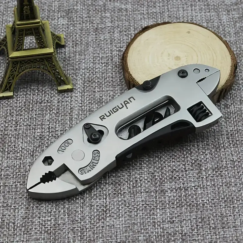 6-In-1 Stainless Steel Multitool, Adjustable Wrench, Screwdriver Bits, Saw Blade, Outdoor Multifunctional Tools, Multifunctional Equipment, Portable for Camping, Hunting, DIY, Outdoor Survival, Durable Metal Tool, Durable Hand Tools