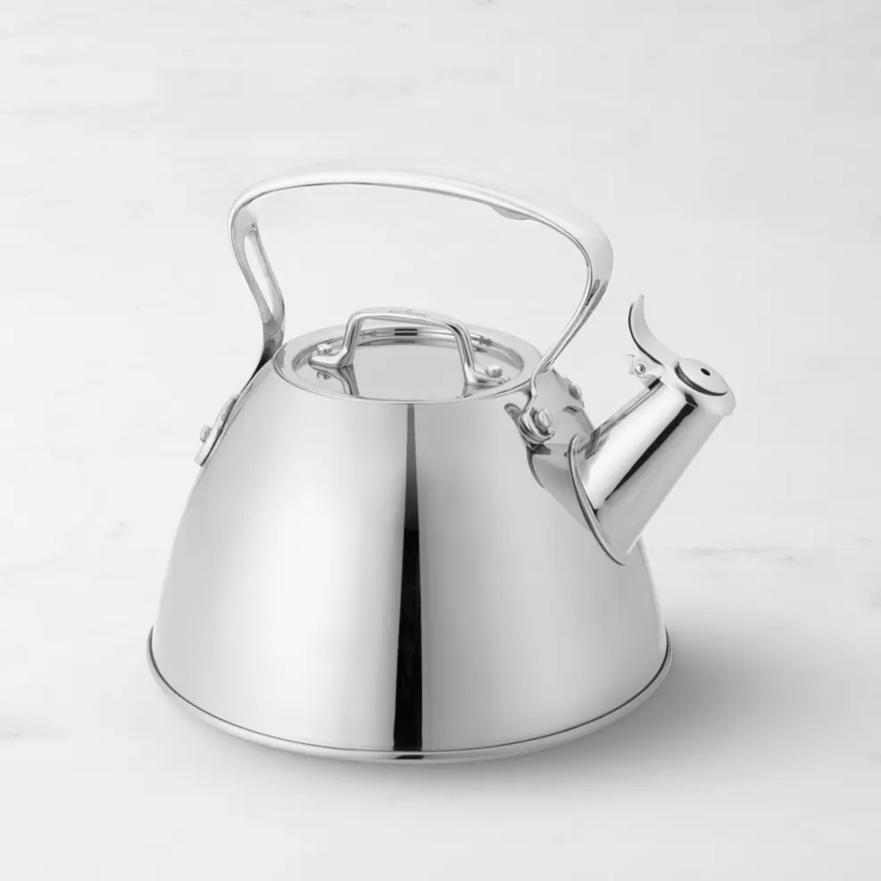 All-Clad Stainless-Steel Tea Kettle - Classic Design, Durable Stainless Steel, Versatile for Tea & Beverages, Sleek Kitchen Addition