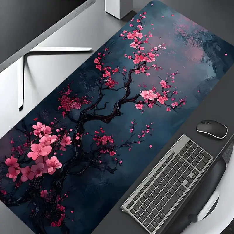 Chinese Ink Mouse Pad Plum Blossom Zen Design Large Gaming Mouse Pad, Non Slip Mousepad, Stylish Desk Protector Desktop Accessory with Non-Slip Rubber, Multi-Size for Laptop & Desktop Use, Desk Accessories, Computer Desk Accessories