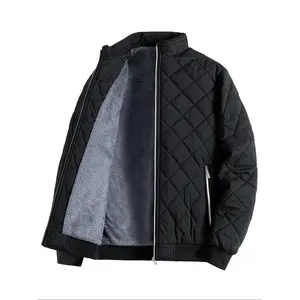 Men's Solid Zip Up Funnel Neck Thermal Lined Fleece Jacket, Regular Fit Casual Long Sleeve Zip Front Outerwear for Fall & Winter, Men's Clothes for Daily Wear Coats