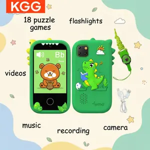 Cute Cartoon Kids Mini Smart Phone Toy, Video & Music Player, Optional 32GB Memory Card, Camera, Recorder, Flashlight, Habit Tracker, 18 Puzzle Games, E-Book & ABC Word Learning, Educational Gift for Children