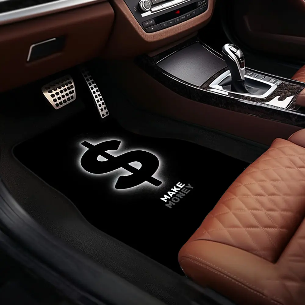 4Pcs make money dollar sign car front and rear seat floor mats digital printing mats are suitable for all car models accessories protection non-slip decorative floor mats B28