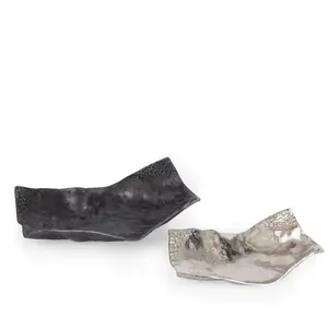 HomeRoots 574195 5 x 18 x 10 in. Gray & Silver Metal Vanity Tray - Set of 2