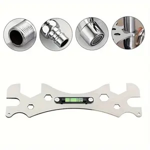 Ergonomic Stainless Steel Plumbing Wrench – Multi-Function Hex Level & Curved Ruler | Rustproof Durable Tool for Bathroom Installation, Cycling & Outdoor Repair