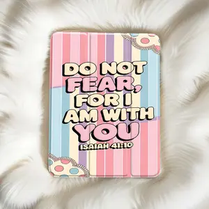 Striped Christian quotes aesthetic pattern, with adjustable stand and pen slot, foldable non-slip TPU protective case, suitable for Samsung, iPad mini, iPad Air, iPad Pro/iPad 10th generation, 11th generation and other series of iPad protective cases.