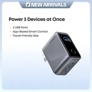 Anker Prime Charger, 160W 3-Port Compact USB-C GaN Charger Block, Smart Display and Touch Control, 140W Max Single-Port Charging, for MacBook, iPad, iPhone 17 / 16 / 15 Series, and More