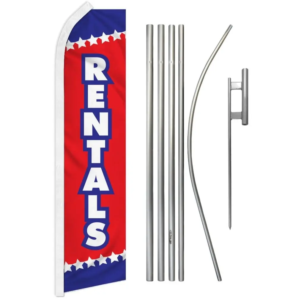 Steel-Aluminium Flag & Banner Pole Complete Kit - 11.5x2.5 ft Wind-Resistant Outdoor Rental Set with Unique Graphics for Home, Festive Needs, Long Pole Flags, Pole Festive Flags