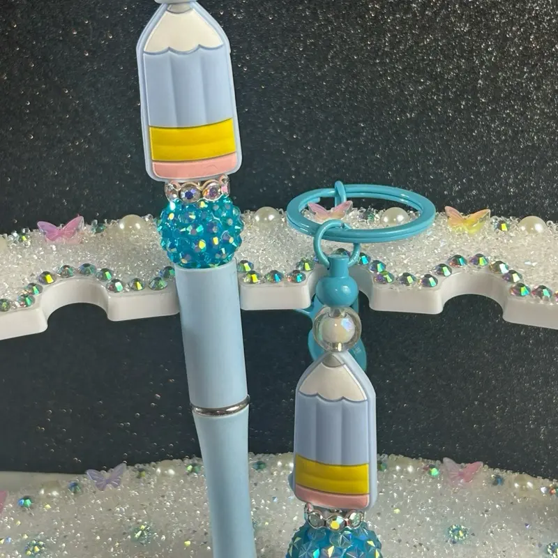 Blue Pencil and Keychain Bundle Set