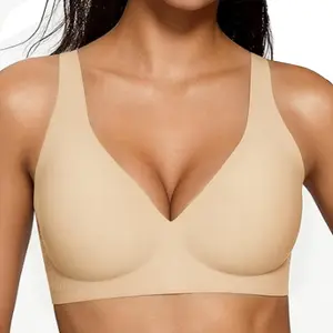 Mother's Day Gift Wise angel Jelly Seamless Wireless Bra, Cloud Soft Support Push Up Bralette, Deep V Soft Stretch Everyday Lingerie, Comfortable T-Shirt Bra for Women