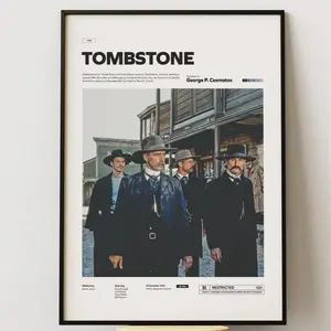 [NO FRAME] Classic Tombstone Film Poster Unframed, Doc Holliday and Earp Brothers Walking Scene, Retro Western Wall Aesthetic Decor