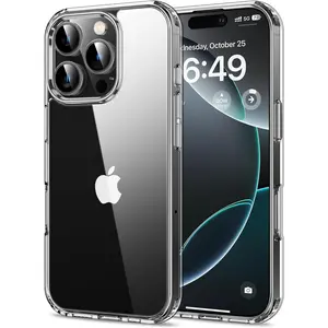 iPhone 16 Pro Max Case - Drop Protection, Anti-Scratch, Transparent Hard Back, Crystal Clear Protective Shockproof Protector, Cellphone Smartphone ip16 phone case Cover Casing
