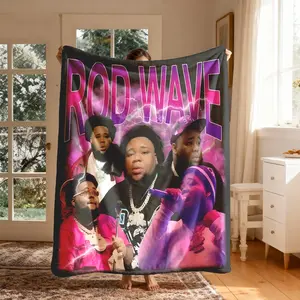 Rod Wave Electric Group Flannel Throw Blanket Large Size Soft Lightweight Warm Perfect for Bed Sofa Office Camping Travel Christmas Gift Cozy Flannel Blanket
