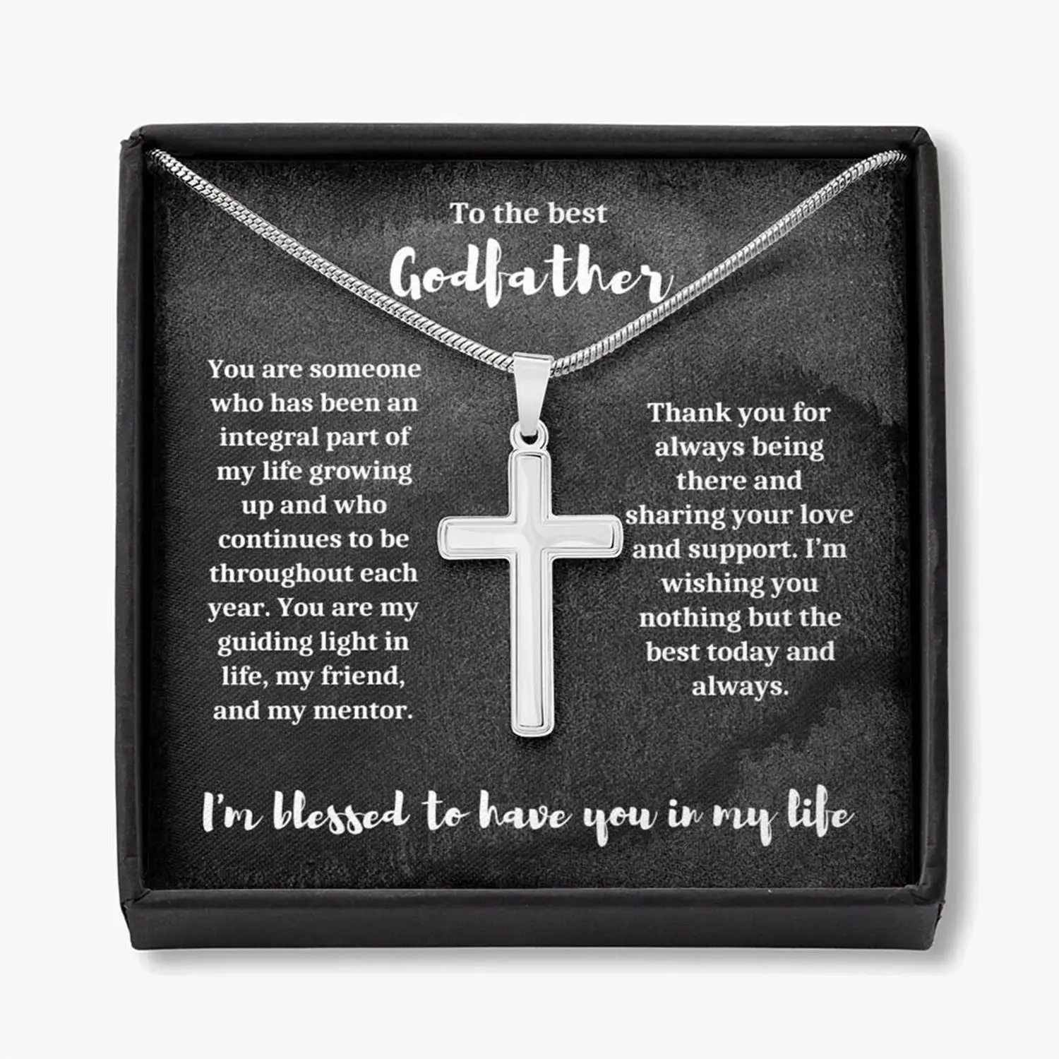 Godfather Gift Personalized Name Necklace with Cross Engraving - Unique Gift for Godfather, Birthday, and Christmas