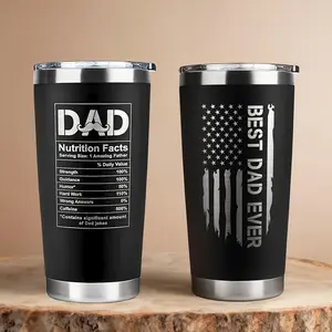 Fathers Day Gifts for Dad, Best for Dad Ever Gifts, Unique Birthday Gift From Daughter Son | for Daddy Coffee Mug Cup, Happy Holiday Travel Presents, Funny Cool Useful Inspired Tumbler for Men 20oz Black Stainless Steel Tumbler for Husband