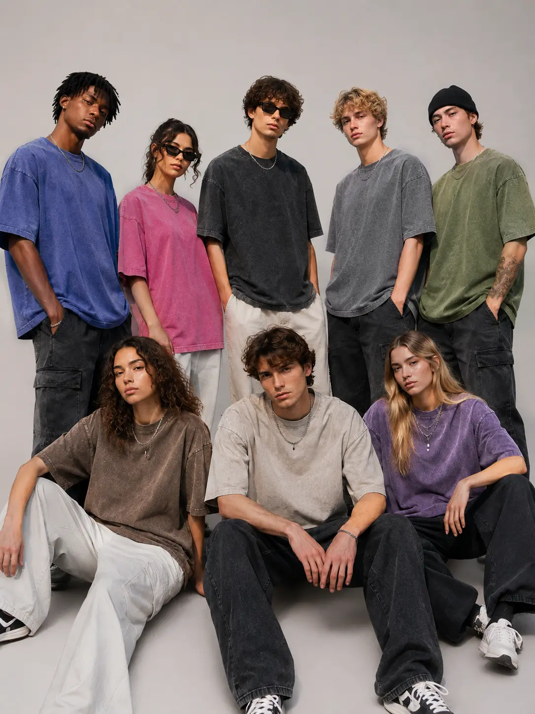 Oversized Vintage 240 g Washed T Shirt for Men Women, Heavyweight Cotton Acid Wash Tee, Unisex Loose Fit Crew Neck Short Sleeve Streetwear Shirt, Y2K Casual Summer Top, Soft Premium Basic T-Shirt, Trendy Hip Hop Clothing for Everyday Wear