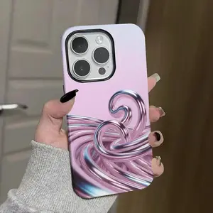 Metallic, swirl, loops Soft And Hard Two-In-One Film Printed Full Pattern Case For IPhone 16 15 14 13 1211 Pro Max Plus Phone Case