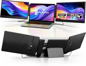 domyfan 14" Laptop Screen Extender, S3 FHD 1080P IPS Triple Portable Monitor Laptop, HDMI/USB-A/Type-C Compatible with Windows/Mac/Android