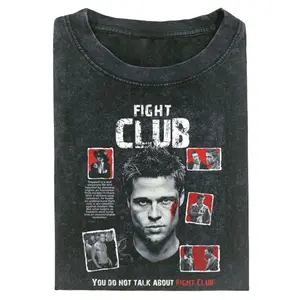 Fight Club Graphic T-Shirt, Tyler Durden Vintage Movie Collage Poster Design, Unisex Streetwear Tee For Movie Fans, Retro Grunge Cinema Outfit