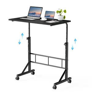 Standing Desk Adjustable Height, Mobile Stand Up Desk with Wheels Small Computer Desk Rolling Desk, Portable Laptop Desk White Standing Table Home Office Desks